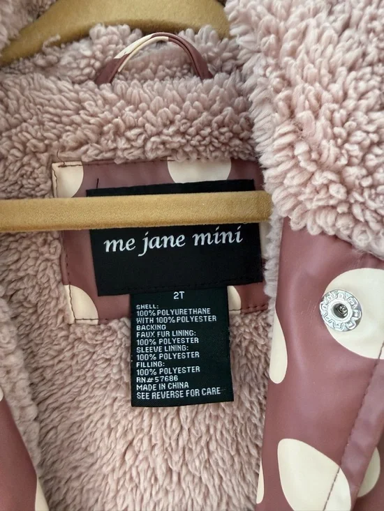 Toddler Lined Spring Raincoat Jacket Size 2T Me Jane Mini Pink Polka Dot EUC - Picture 2 of 10
